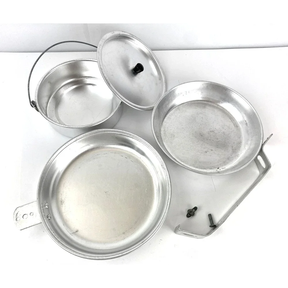 Boy Scouts Mess Kit Complete 5 Pieces Aluminum Plate Cook Pot Handle Excellent